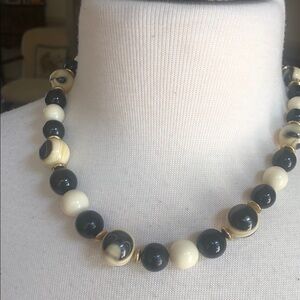 Elegant Black and Cream Beaded Necklace